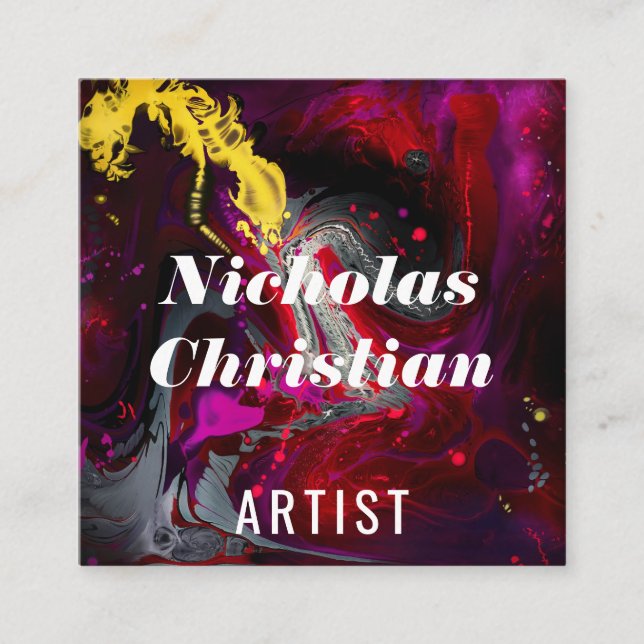 Modern Artist | Colorful | Paint Brushed  Quadratische Visitenkarte (Vorderseite)