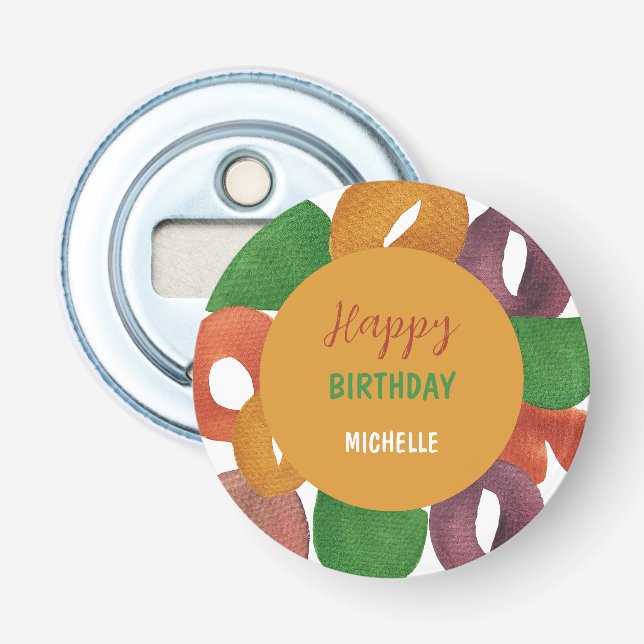 Modern Artistic Autumn Colorful Pattern Birthday Flaschenöffner (Vorderseite)