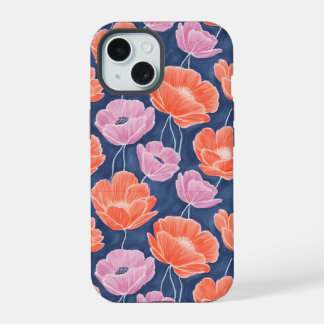Modern Artistic Coral Pink Poppies Floral