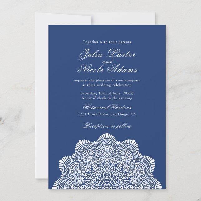Modern Artistic Motif Style Mandala Wedding Einladung (Vorderseite)