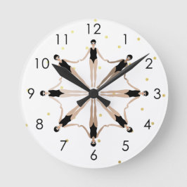 Modern Artistic Synchronized Swimmers Gold Dots Runde Wanduhr