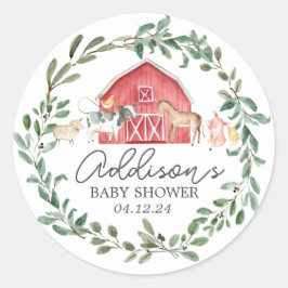 Modern auf der Farm Baby Shower Einladung Runder Aufkleber