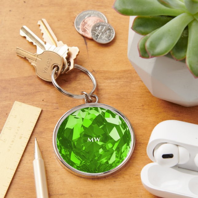 Modern August Birthstone Peridot Emerald Premium Schlüsselanhänger (Schreibtisch)