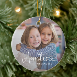Modern Auntie We Love You Cute Heart 2 Photo Keramik Ornament