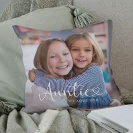 Modern Auntie We Love You Cute Heart 2 Photo Kissen