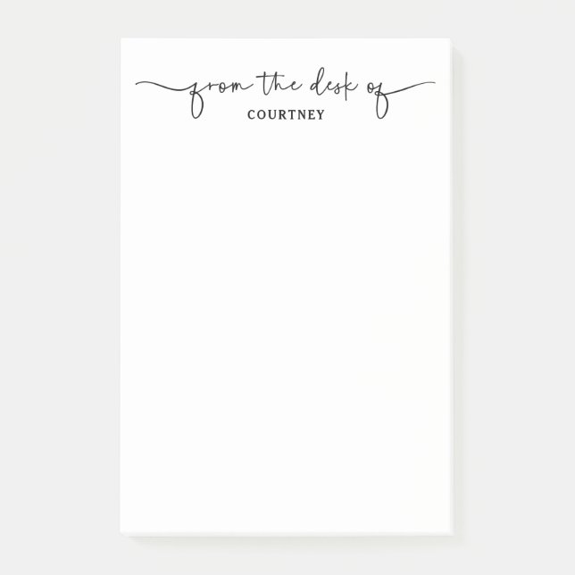 Modern aus dem Schreibtisch mit Schwarz-weißem Skr Post-it Klebezettel (Vorderseite)