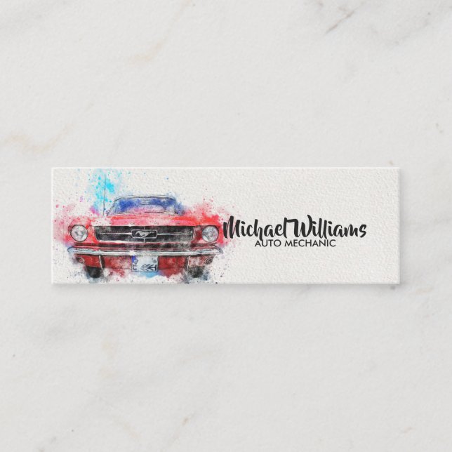 Modern Auto Garage Business Card Mini Visitenkarte (Vorderseite)