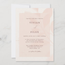 Modern Autumn Pink Floral Verließ Shadow Wedding Einladung