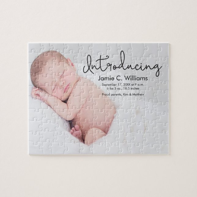 Modern Baby Birth Photo Announcement (Horizontal)