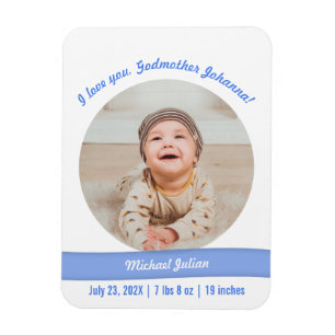 Modern Baby Boy Foto Geburtserklärung Godmutter Magnet