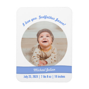 Modern Baby Boy Foto Geburtserklärung Godvater Magnet