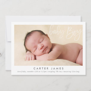 MODERN BABY BOY FOTO Kalligraphie Typ Overlay Ankündigung