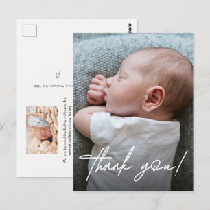 Modern Baby Boy Vielen Dank mit Fotos Postkarte