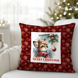 Modern Baby Deer Snowy Forest Kids Gift Christmas  Kissen