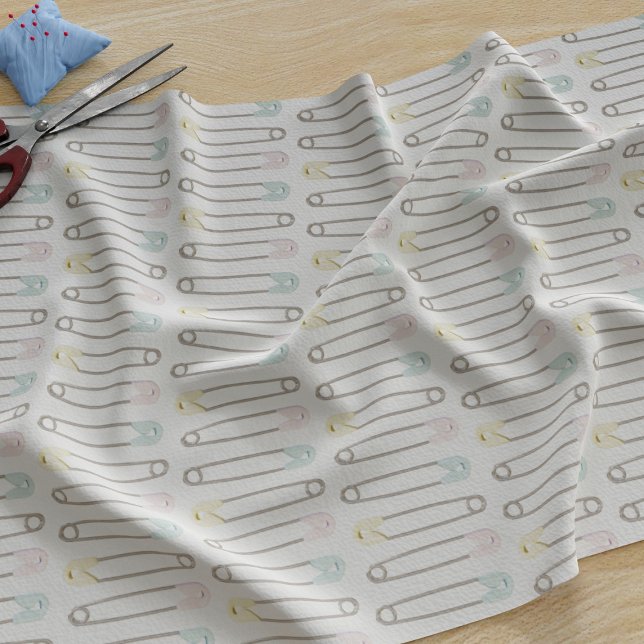 Modern Baby Diaper Button Muster Kinderzimmer Stof Stoff (A fun pattern of baby diaper pins fabric perfect for your nursery)