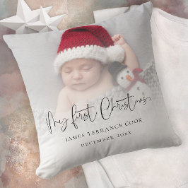 Modern Baby First Christmas Foto Overlay Kissen