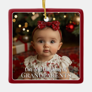 Modern Baby-Foto Erstes Weihnachten als Großeltern Keramikornament
