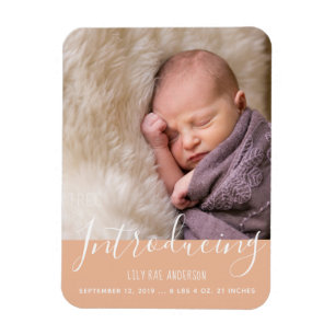 Modern Baby Girl Birth Ankündigung Foto Magnet