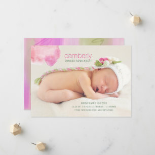 Modern Baby Girl Foto Birth Ankündigung