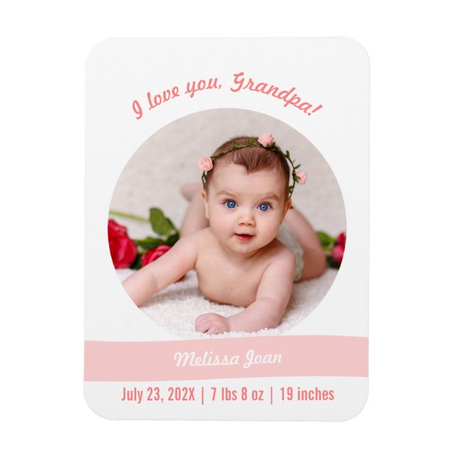 Modern Baby Girl Foto Geburtshilfe Opa Magnet (Vertikal)