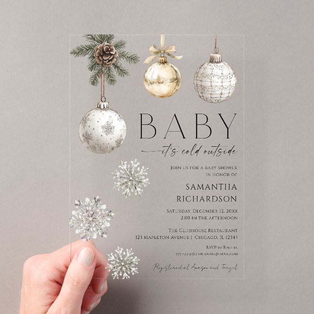 Modern Baby it's cold outside gender neutral Acryleinladungen (Insitu (Handheld))