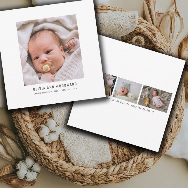 Modern Baby Photo Collage Birth Announcement (Von Creator hochgeladen)