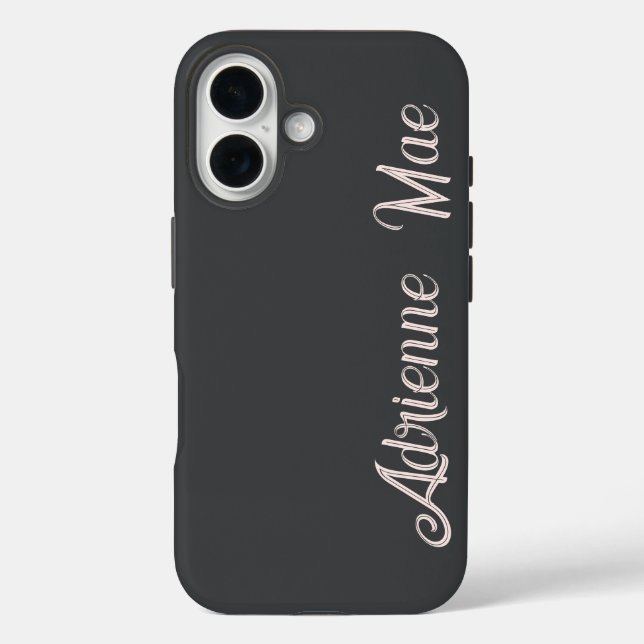 Modern Baby Pink Blush Script Monogram Name iPhone 16 Hülle (Rückseite)