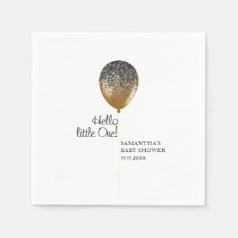 Modern Baby Shower Gold Balloon Serviette