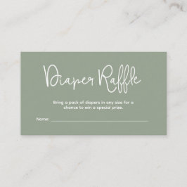 Modern Baby Shower Sage Green Diaper Raffle Begleitkarte