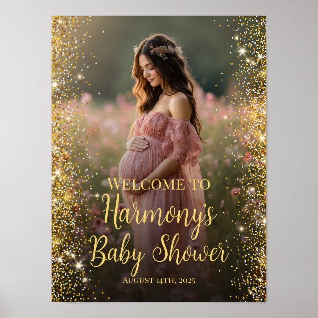 Modern Babydusche Foto Begrüßungszeichen Poster (Vorne)