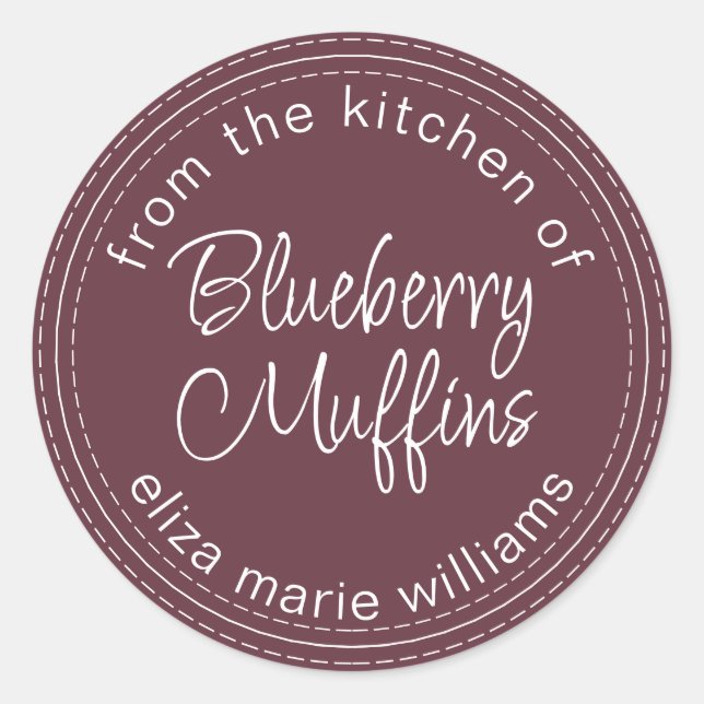 Modern Baked Goods Blueberry Muffins Burgund Runder Aufkleber (Vorderseite)