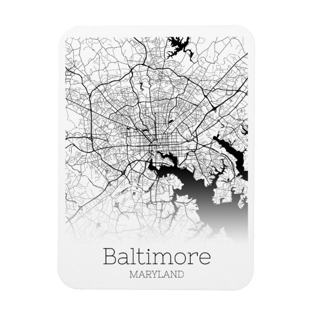 Modern Baltimore City Map Magnet (Vertikal)