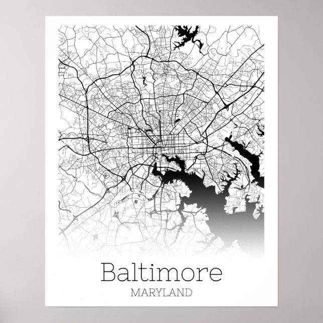 Modern Baltimore City Map Poster (Vorne)