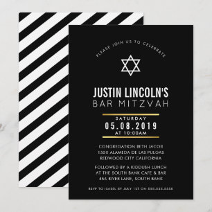 MODERN BAR MITZVAH coole Klasse fett minimalschwar Einladung