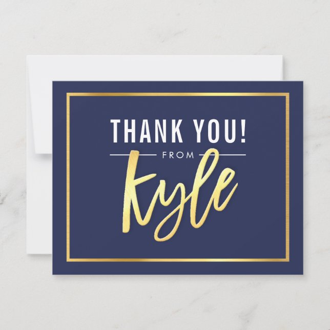 MODERN BAR MITZVAH danke dem Goldnamen KYLE Marine (Vorderseite)