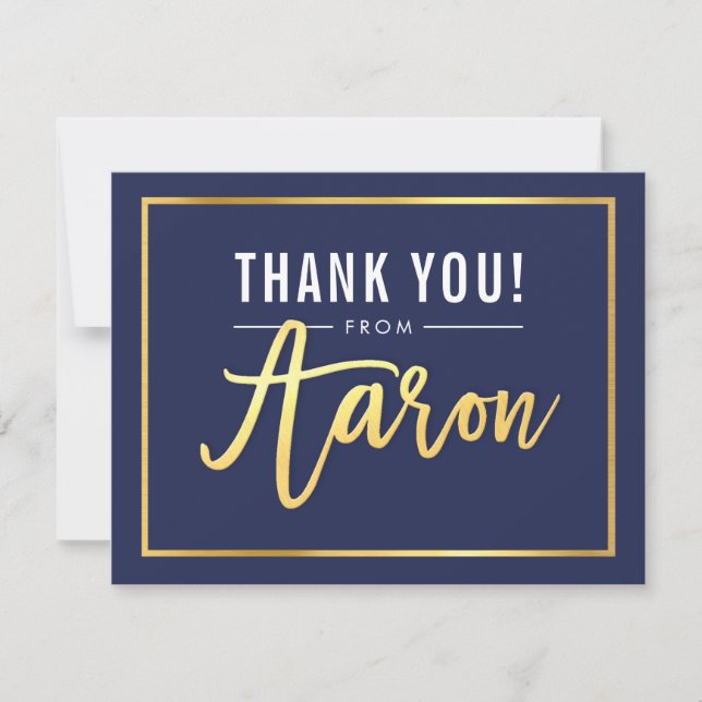 MODERN BAR MITZVAH danke Ihnen Goldfolie AARON Mar (Vorderseite)