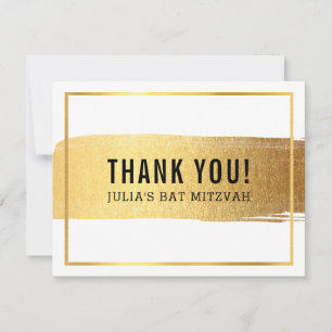 MODERN BAR MITZVAH dankt Goldschmiedepinsel Dankeskarte