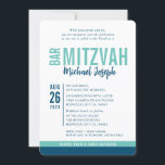 MODERN BAR MITZVAH trendy date blue minge green Einladung<br><div class="desc">durch kat massard > WWW.SIMPLYSWEETPAPERIE.com Liebe des Designs, aber möchte einige Änderungen sehen - ein anderes Farbschema, Produkt, ein Foto hinzufügen oder angepasst für einen anderen Anlass - keine Sorge einfach kontaktieren Sie mich - ich bin gerne zu helfen! - - - - - - - - - - -...</div>