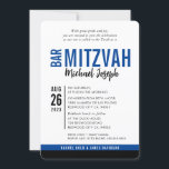 MODERN BAR MITZVAH trendy date royal blue black Einladung<br><div class="desc">by kat massard > WWW.SIMPLYSWEETPAPERIE.com Love the design, but would like to see some changes - another color scheme, product, add a photo or adapted for a different occasion - no worries simply contact me - I am happy to help! - - - - - - - - - -...</div>