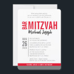 MODERN BAR MITZVAH trendy datiert rot grau Einladung<br><div class="desc">durch kat massard > WWW.SIMPLYSWEETPAPERIE.com Liebe des Designs, aber möchte einige Änderungen sehen - ein anderes Farbschema, Produkt, ein Foto hinzufügen oder angepasst für einen anderen Anlass - keine Sorge einfach kontaktieren Sie mich - ich bin gerne zu helfen! - - - - - - - - - - -...</div>