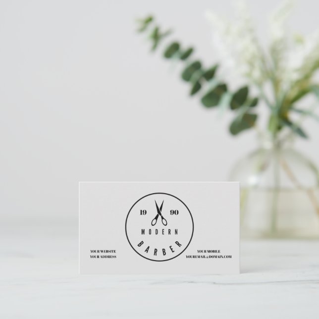 'Modern Barber' Business Card Visitenkarte (Stehend Vorderseite)