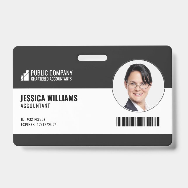 Modern Barcode Staff Employee ID Badge Ausweis (Vorderseite)