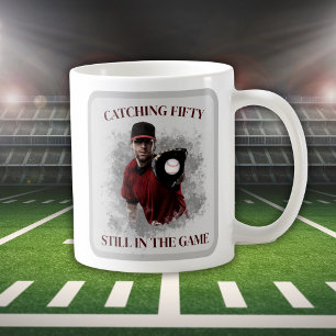 Modern Baseball Catching Fifty Männer 50. Geburtst Kaffeetasse