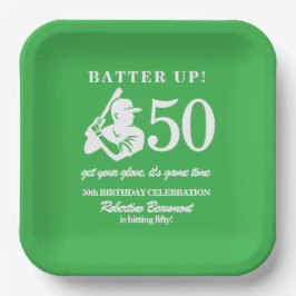 Modern Baseball Player Men's 50th Birthday Pappteller