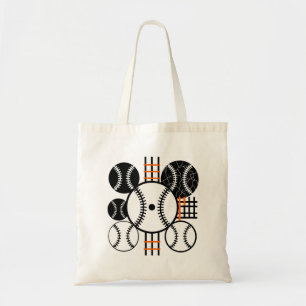 Modern Baseball Schwarz Weiß Orange Farbpattern Tragetasche