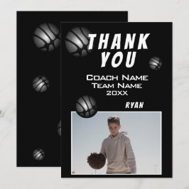 Modern Basketball Ball Photo Thank you Coach  Dankeskarte