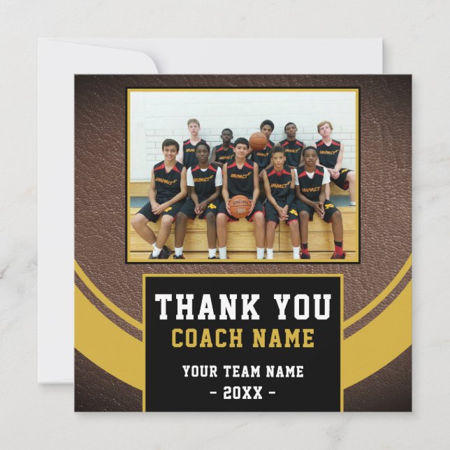 Modern Basketball Team Coach Photo Dankeskarte (Vorderseite)