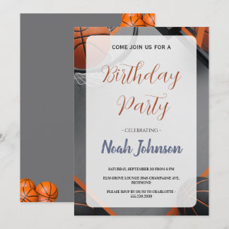Modern Basketball-Themed Birthday Einladung