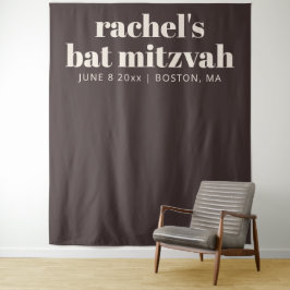 Modern Bat Mitzvah Brown Custom Photo Backdrop Wandteppich