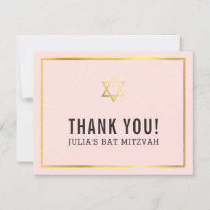 MODERN BAT MITZVAH einfache Dankeschön goldstern p Dankeskarte
